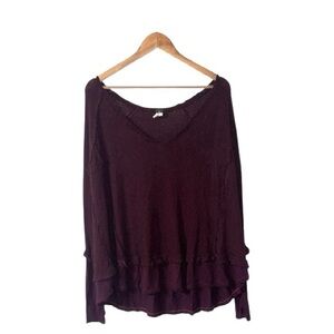 We The Free People Purple Waffle Knit Long Sleeves Top Bella Swan Elena Gilbert
